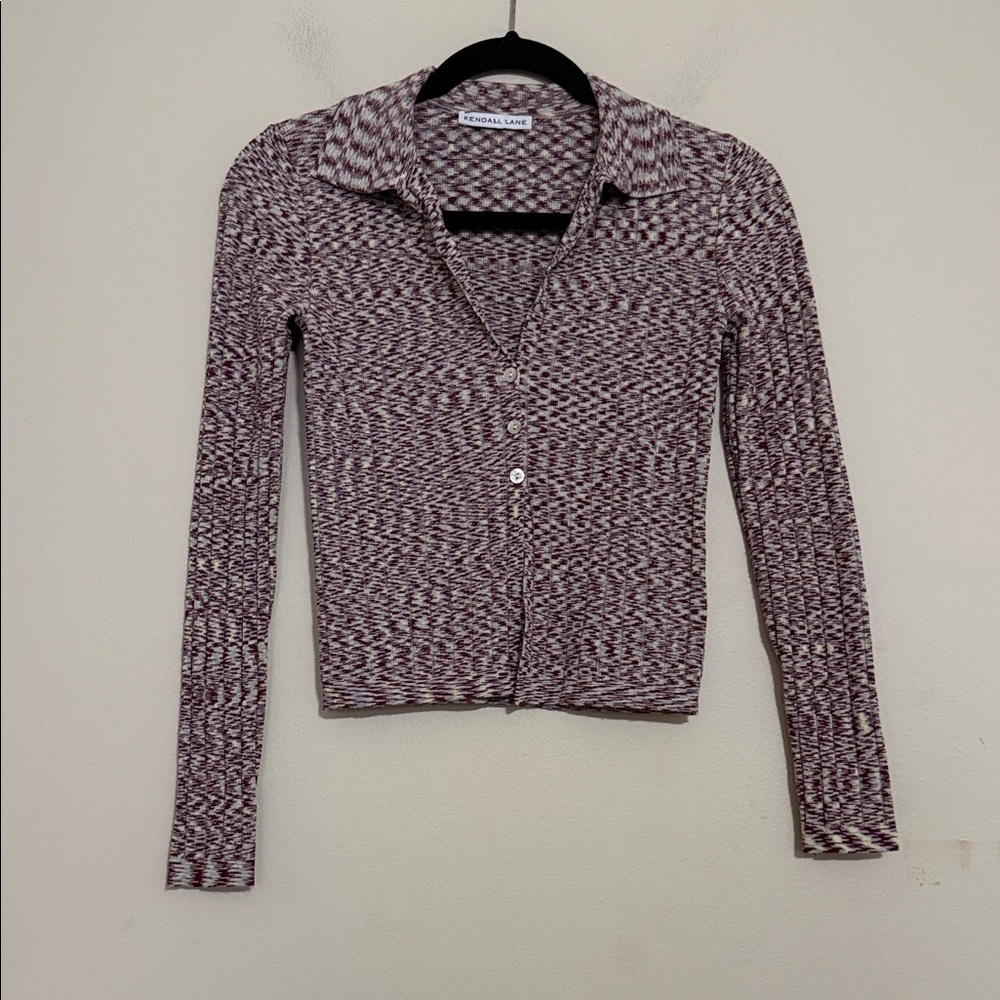 Kendall lane Long Sleeve Patterned Cardigan button down top shirt women XS Y2K